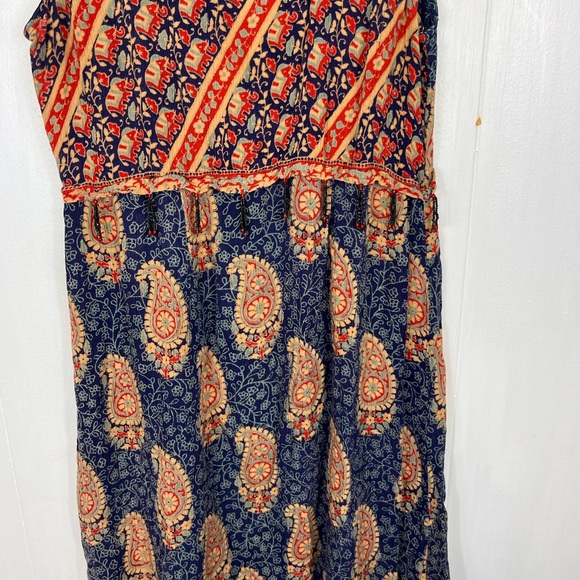 Vintage Bohemian Elephant Paisley Print Maxi Dress Sz M - Picture 3 of 10